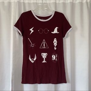 Maroon Red Harry Potter Short Sleeve T-Shirt